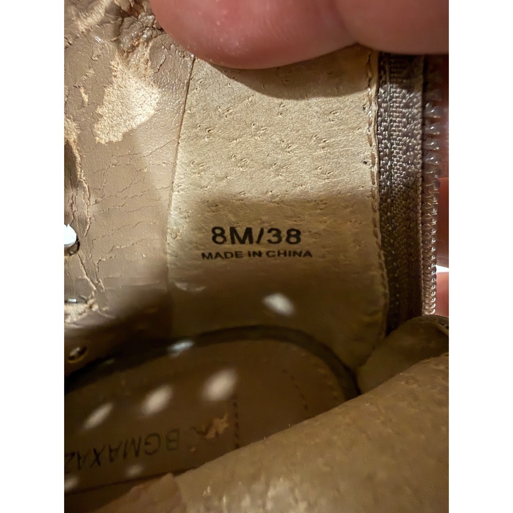 BCBGMAXAZRIA Taupe Leather Eyelet Peep Toe Stiletto Ankle Boots 8M - Picture 3 of 8